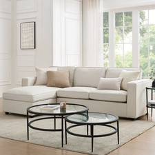 Dusk Soho Natural Linen Look Left Hand Storage Chaise Sofa RRP £1039