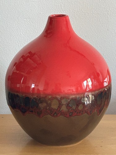 Vintage pottery fat - lava, red