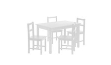Raye White Dining Table & 4 White Chairs