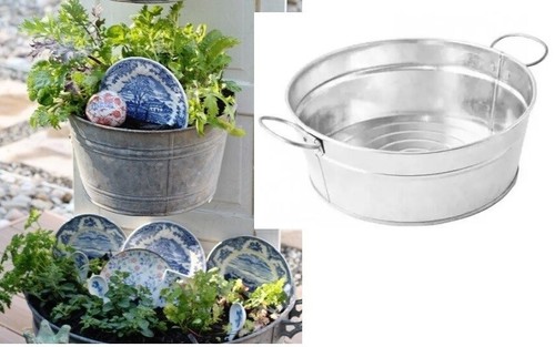 Galvanised flower pots - 2,