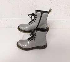 Dr Martens 1460 Glitter Boots Silver Lace Up Youth - EU 37 / UK 4