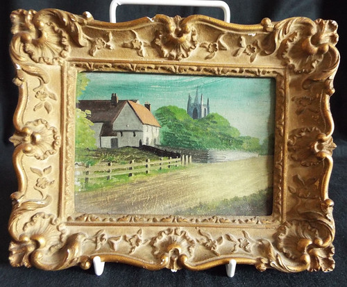 Small antique oil painting - antique, in