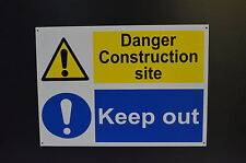 Danger Construction Site Keep Out Building Multi-Sign Plastic/Holed Qty Disc.