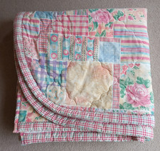 Vintage Broomhill Bedspread Throw Quilted Patchwork Effect Floral Pastels Large