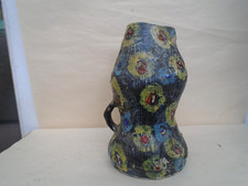 Vintage 1958 fat lava pottery jug with cyclops pattern by POLI G    Unusual vase