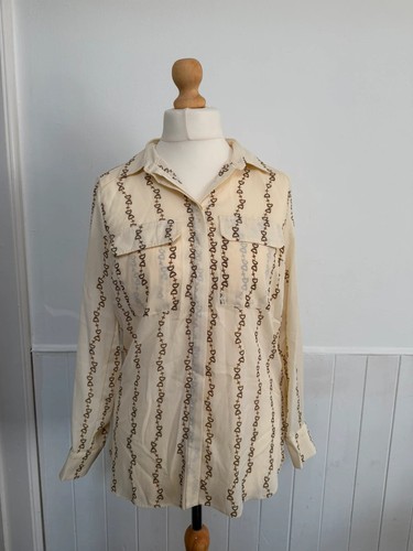 Cream chain print blouse - print,