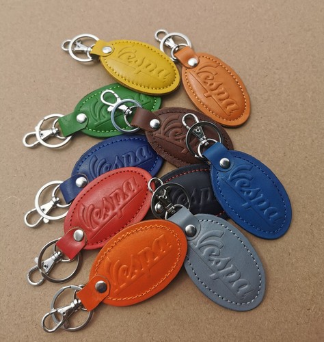 Vespa oval italian leather key - leather,