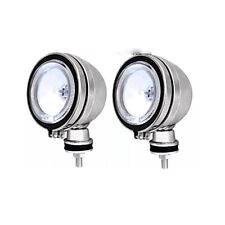WHITE PAIR 12V CAR 2X 4" CHROME SPOTLIGHTS 4X4 BOAT SPOT LIGHT VAN