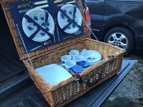 Person wicker picnic hamper - picnic,