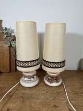 Vintage Pair West German Fat Lava Small Table Lamps MCM 70s Shades Need Rewiring
