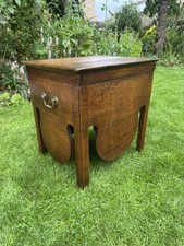 Antique Oak Commode Bedside Table Footstool