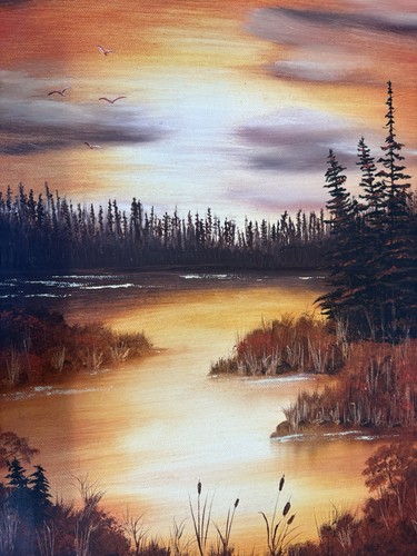 Vintage bob ross style sunset - bob,