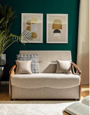 2 seater taupe sofa bed Ida