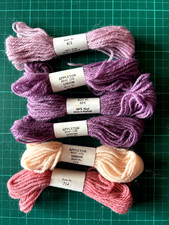 6 x Appleton 40m Tapestry Yarns - 100% Wool Skeins -  Mixed Pink Mauve Shades