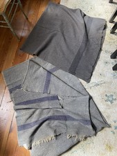 2 Old Gray Wool Blankets