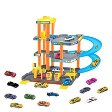 Multi Level Toy Car Garage for Kids with Ramp 12Cars Lift Car Wash Entrance Gate