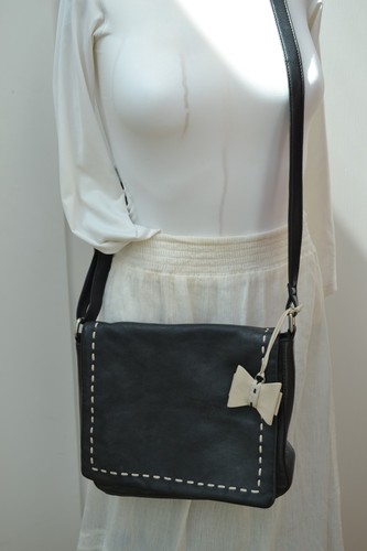 Leather crossbody bag black - leather, bag/black