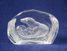 SOLID ART GLASS Sculpted Paperweight Dartington Crystal SIGNED A Capredoni