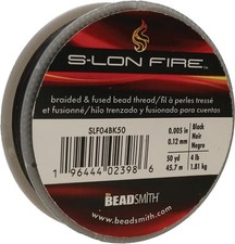 BeadSmith S Lon Fire Braided and Fused Beading Thread Wire Black Stringing Mater