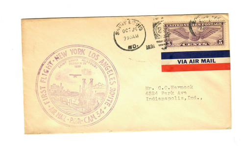 1930 first flight route - first, ny-la