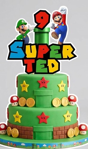 Mario cake topper personalised - cake,