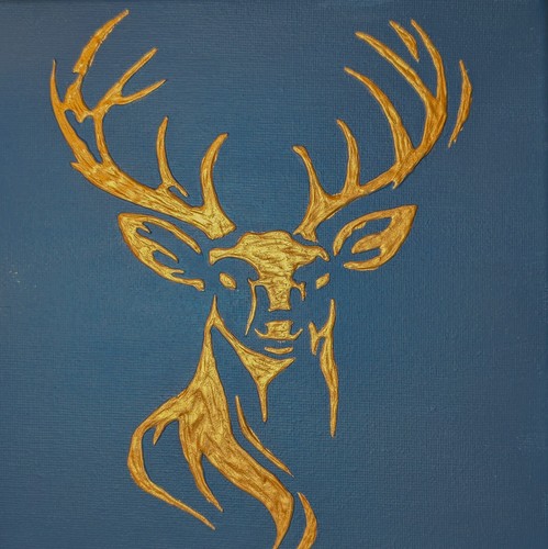 Golden stag textured canvas - stag,