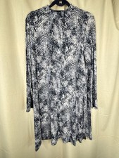 Marks & Spencer Long Sleeved, High Neck Animal Print Shift Dress, Grey Mix 16