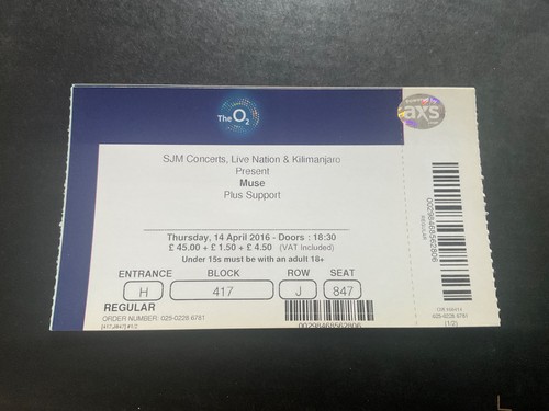 Muse ticket 2016 london - 2016,