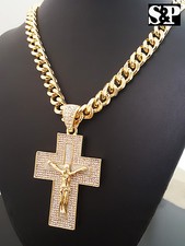 Gold PT CZ Big Jesus Cross
