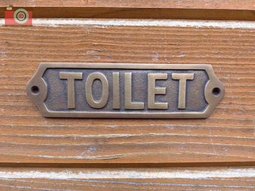 Brass toilet sign - "toilet", plaque