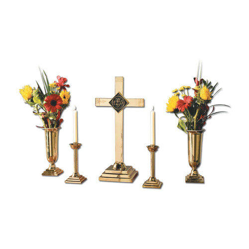 Ihs solid brass altar set - brass,