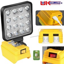 New LED Work Light For Dewalt 18V Battery Workshop Flashlights Torch Camping USB