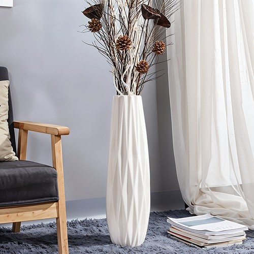 White ceramic flower vase - white,