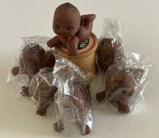 6 Black Mini Squishy Kewpie Baby dolls Baby Shower Party Favors Cake Toppers