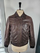Vintage Redskins Leather Jacket Men's Medium/Large Brown Classic Logo Chore