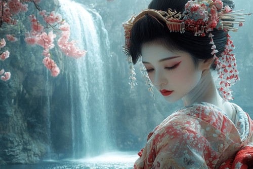Japanese geisha girl canvas - geisha,