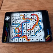 Vintage WH Smith Travel Snakes and Ladders With 3 Spare Pieces And Original Box
