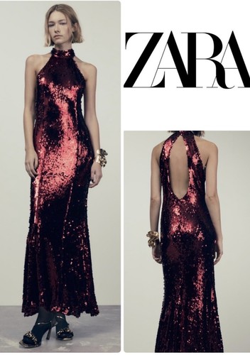 Zara new red sequin - red, halter