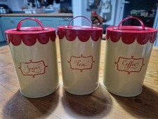 Vintage Retro Tea Coffee Sugar Canisters Kitchen Storage Tins