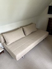Beige Muji Pull Out Sofa Bed, Great Condition, w/ Two Back Cushions