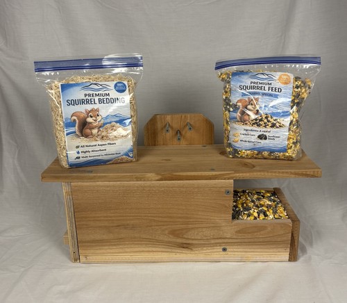 Cedar squirrel house feeder - house,