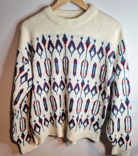 Vintage aztec knitted jumper - knitted, m