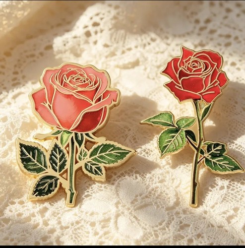 Rose flower enamel pin - flower,