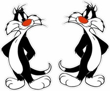 Sylvester Cat Tweety Pie Motorsport Vintage Car Sticker x2