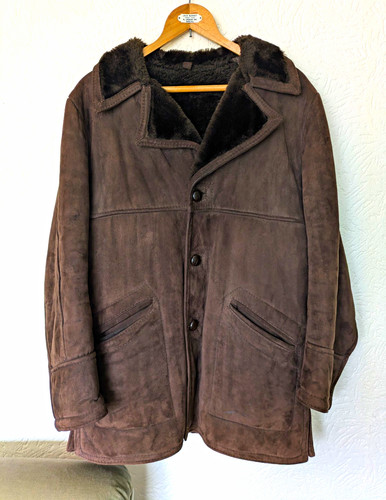 Men vintage sheepskin coat - vintage,