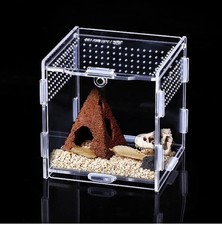 Acrylic Reptile Insect Feeding Box Clear Breeding Case Pet Lizard Spider Cage