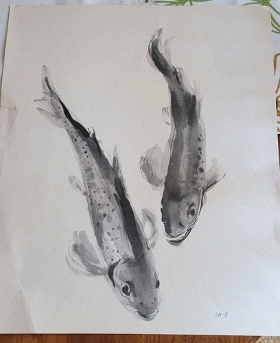 Trout fish lithograph print - fish,