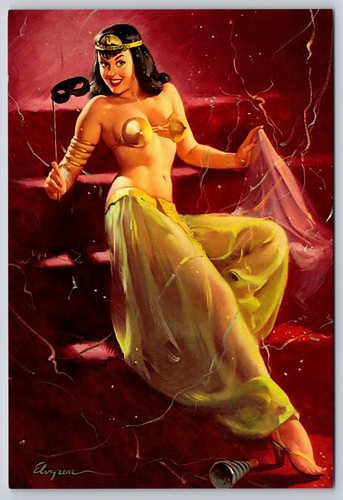 Postcard dark haired female - postcard,