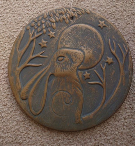 Terracotta moon gazing hare - terracotta,