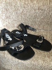 Black Ankle Strap Flat Sandals